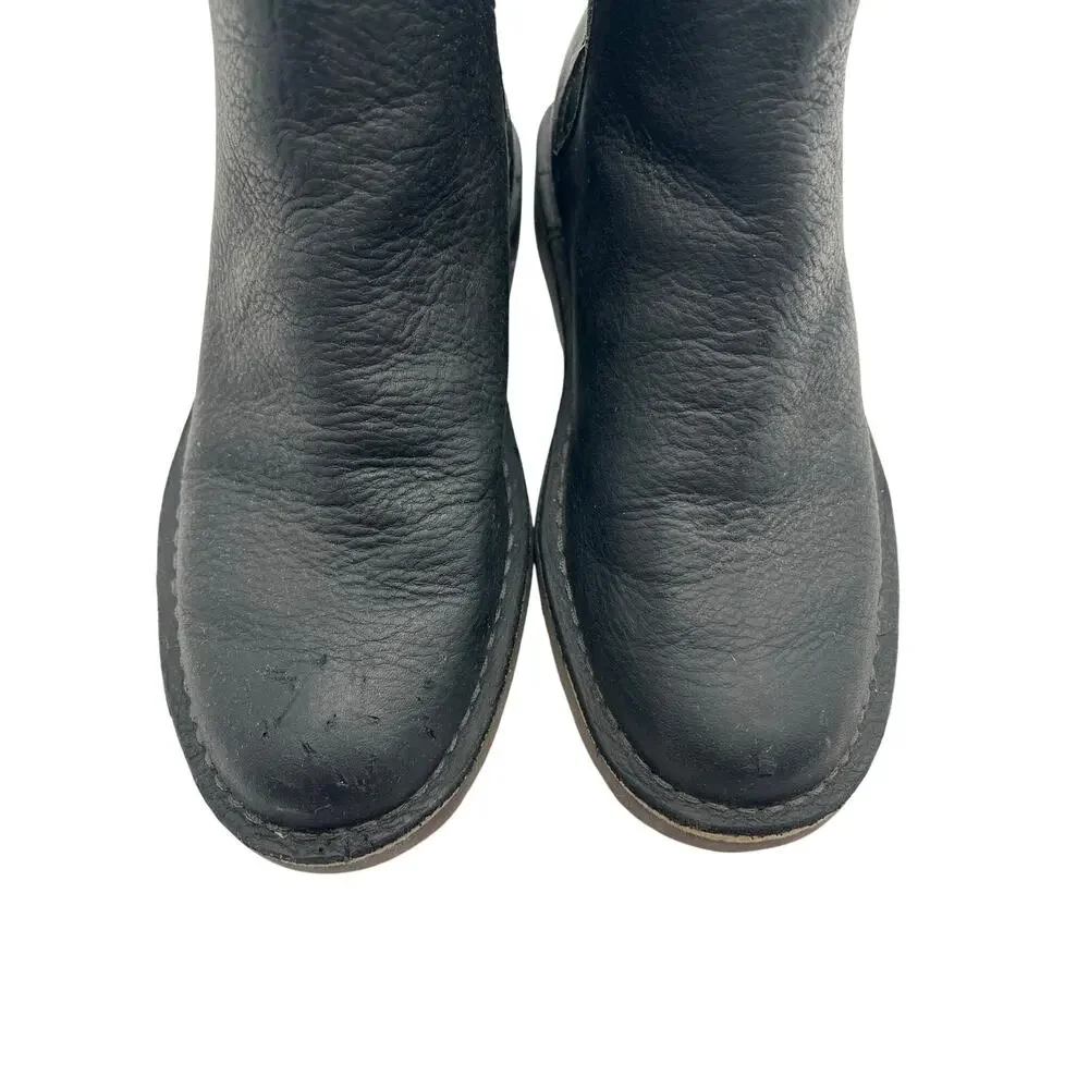 LL Bean Women’s Stonington Boots SZ 8 Black Leather Slip On Comfort Chelsea